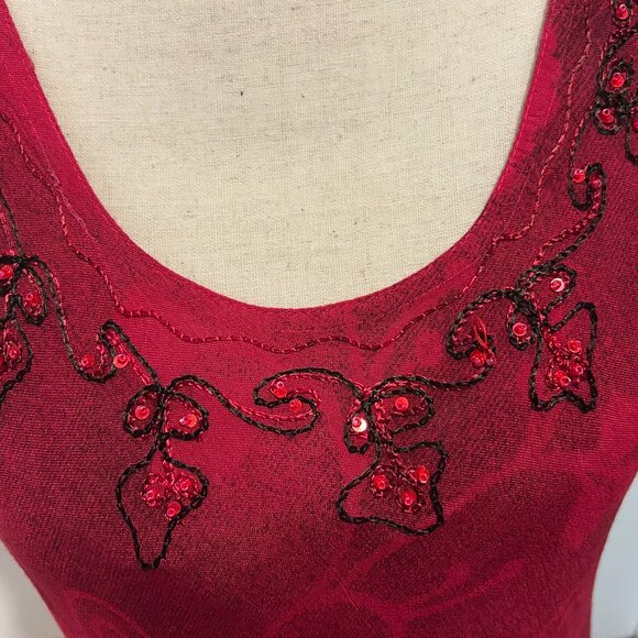 Greater Good NWOT Red Maroon Dress Butterflies Size M/L - Picture 4 of 6